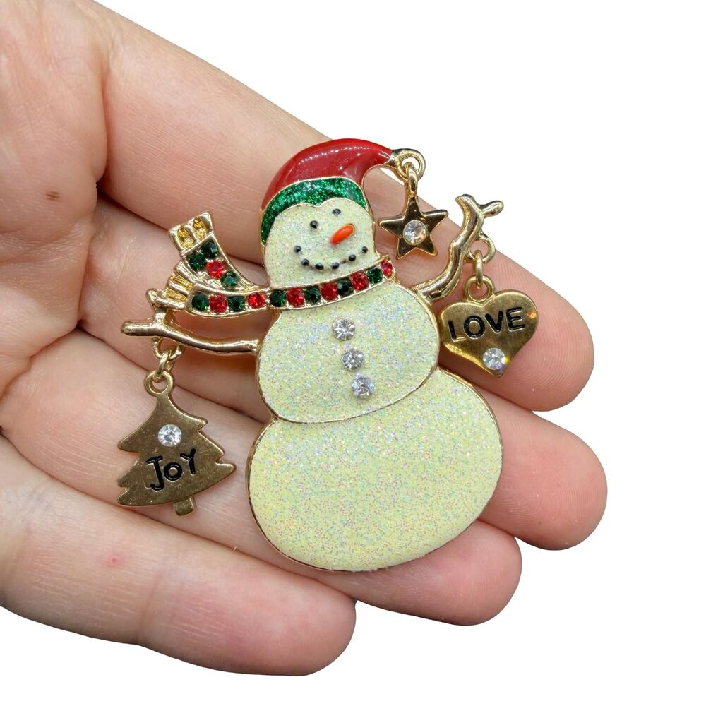 Vintage Christmas Jewelry Snowman Brooch Snowman Pin
